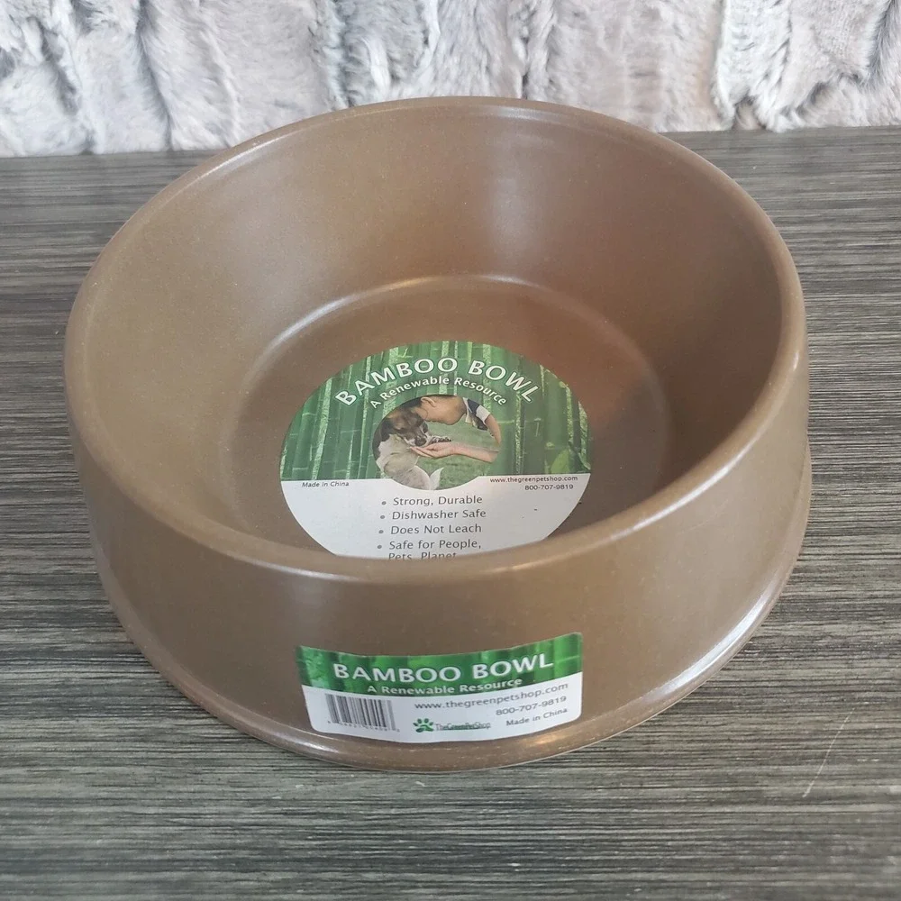 The Green Pet Shop Green Small Bamboo Dog Cat Bowl Feeding Dish - 6